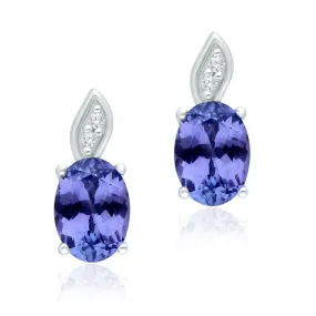 White Gold Tanzanite & Diamond Heirloom Earrings